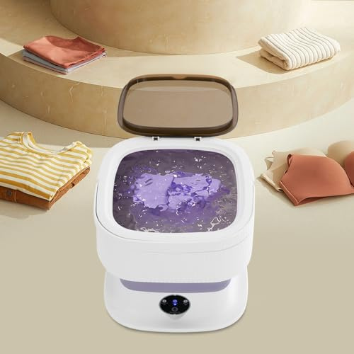 Macchina per lavaggio portatile, 10 l, 3 modalità di pulizia, mini lavatrice, pieghevole, 40 W, per campeggio, viaggi, camper, dormitori, viola