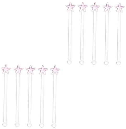 Garneck 10pcs Stirring Rods of Glass Stirring Sticks for Cocktails Wine Lemonade Iced Tea Bar Mixing Random Color