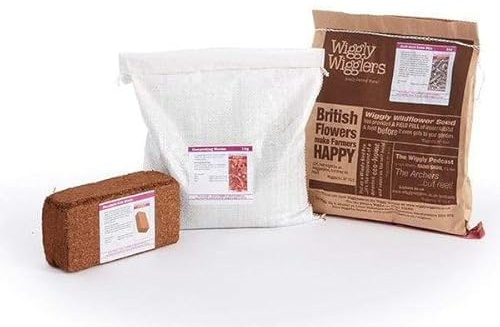 Wiggly Wigglers Worms Composter Include Bedding Block & Lime Mix Worm Composting Kit | Garden Products | Food Waste Recycling | Vermicomposting | Wormery Kit| Vermiculture (Small)