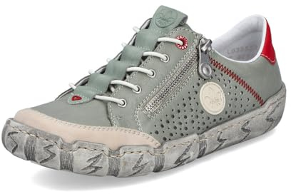 Rieker Damen Low-Top Sneaker L0355, Frauen Halbschuhe,Sportschuhe,Freizeitschuhe,Turnschuhe,Laufschuhe,straßenschuhe,grün (52),40 EU / 6.5 UK
