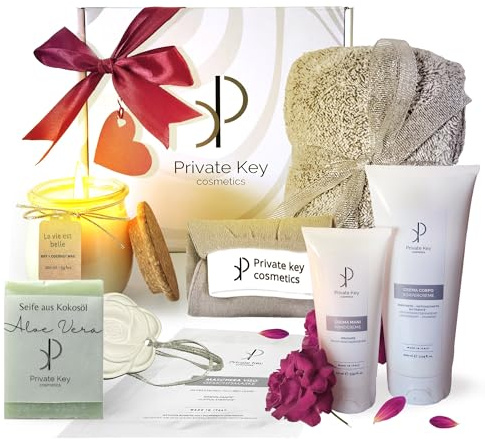 SPA Geschenkset für Frauen, Wellness und Entspannung in Geschenkbox: hochwertige Hautpflegeprodukte, Seife, Duftkerze und Aromastein für Aromatherapie, Geburtstagsgeschenk für Sie, Valentinstags