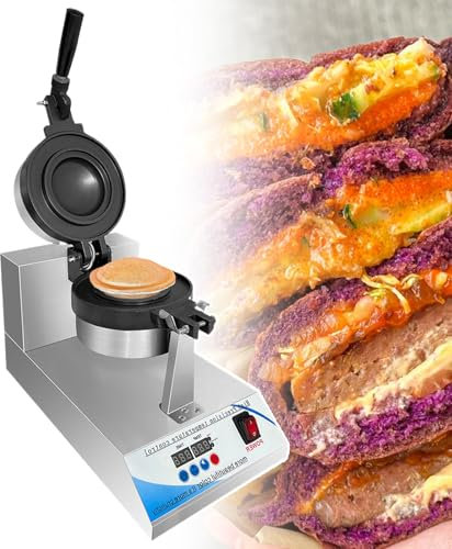 Prensa térmica para hacer gofres y hamburguesas redondas, prensa eléctrica para sándwiches con rellenos dulces y salados, tostadora de gofres y helado con rotación de 360° y panel de visualización d