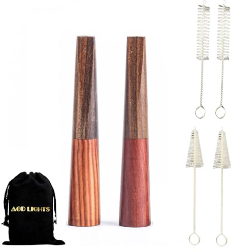 Cigar Mouthpiece Holder Set, 2 Pieces Wooden Cigar Holder for Men and Women with 4 Brushes Cigar Mouthpiece Cleaning Wooden Tips for Cigars for Small Cigars Hand Rolled Cigarette Thickness Z