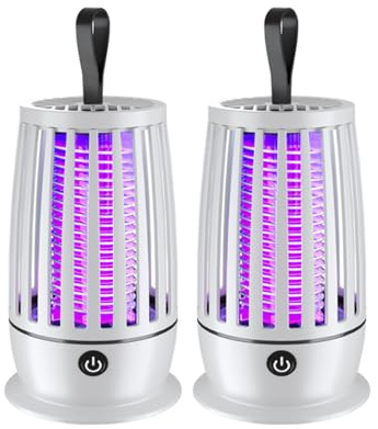 Anti - moustique, anti - moustique 2 - en - 1 avec lampe UV et lampe d'éclairage, 360 ° attire les insectes volants bourdonnants, pour une utilisation en intérieur - blanc. (2 pièce)