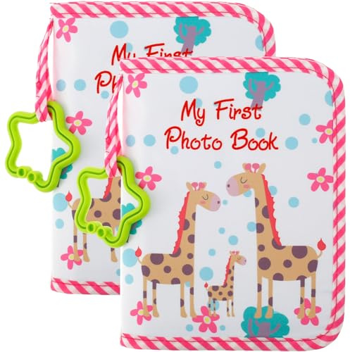 BAODBF 2 Stück Fotoalbum Baby Stoff,Erinnerungsbuch,Stoffbuch Baby für Jungen & Mädchen,18×14×2cm
