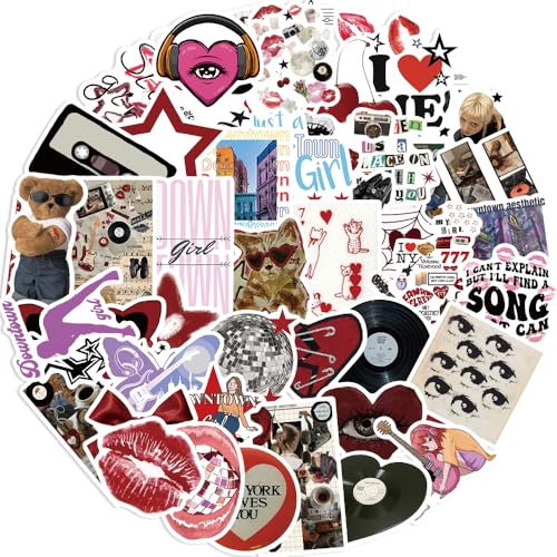 EUFFO Downtown Y2K Girls Sticker Set 50 Stück, Wasserfeste Vintage Aufkleber für Laptop Koffer Scrapbook Journal Kindle Skate Fahrrad Motorrad Skateboard, Graffiti Anime Sticker für Erwachsene