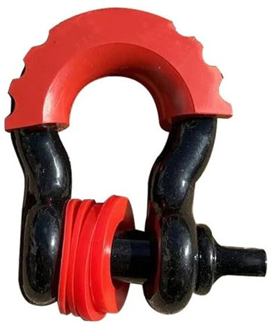 FNERRMEVC Auto Gebogener Schäkel 5/8 D-Ring-Schäkel 42 990 Lbs Mit Isolator & Unterlegscheiben-Kit Für Jeep-Geländewagen Zubehör(SCHWARZ 1 STÜCK)