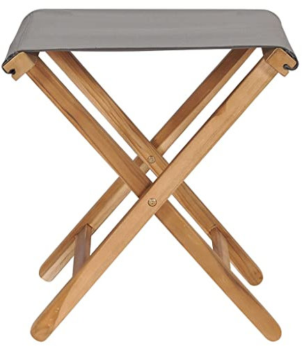 HEFZGDB Klappstühle 2 STK. Teak Massivholz und Stoff Dunkelgrau Essstuhl Loungesessel Wohnzimmer Camping Chair Gartensessel für Terrasse Parks Innenhof Garten