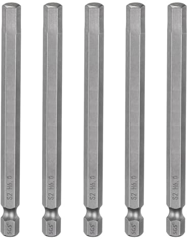 QUARKZMAN 5pz H6,0 Chiavi a Brugola per Punte da Trapano 6mm Punte Metriche Piane 1/4 Attacco Esagonale 100mm (4) Punta Cacciavite Esagonali Magnetico Lungo Industriale per Viti