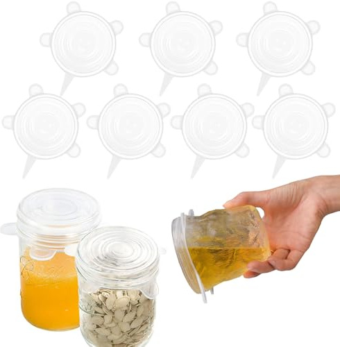 7 Stück Silikondeckel Dehnbar 8.5 cm Stretch Decke Dosendecke | Deckel für Dosen Silikondeckel Universal Dehnbar Wiederverwendbarer für Schüsseln, Becher, Dosen, Feinkostgläse