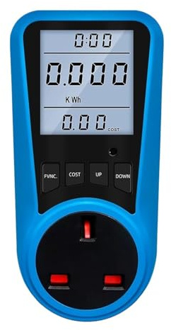 XOIIIQND Digital Power Meter Wattmeter Socket watt kilowatt-Hour Electricity Consumption Meter Socket Power Analyzer Current Voltage Tester(UK Plug Backlight)