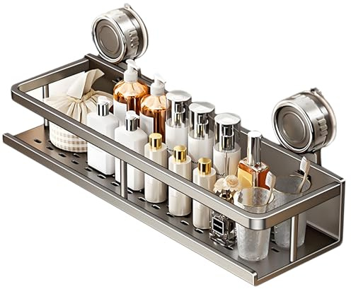 shjxi Duschregal mit Saugnapf, ohne Bohren, Wandaufbewahrung, einfache Installation, rostbeständig, platzsparender Organizer für Wohnung, Küche, Bad, Wohnzimmer, 40 x 13 x 12 cm