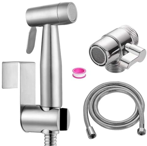 Bidet Portatile Kit Acciaio Inossidabile WC Doccia con Deviatore 2 Vie, Tubo 1,5m e Supporto Doccetta,flusso d'acqua delicato.