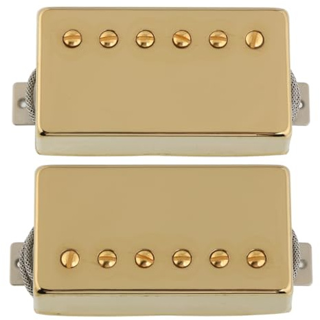 LYWSMSK Alnico 2 Guitar Humbucker Pickup Classic 57+ Vintage PAF Neck & Bridge Pickup Set for LP Les Paul E-Gitarre Gold