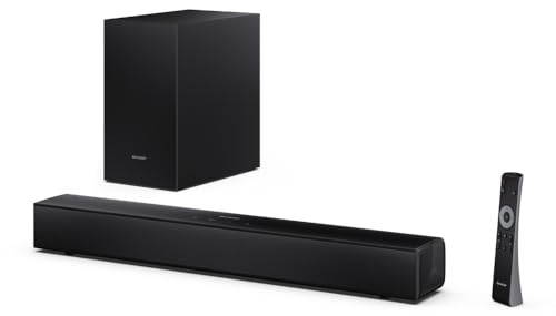 Sharp Soundbar for TV HT-SBW121K Roku TV Ready 240W 2.1 - Black | Compact soundbar, wireless subwoofer, cinema-style sound for movies, sport and music