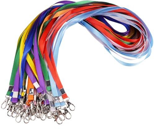 30 Piezas Lanyard con Ganchos Giratorios, 45cm Correa Para Cuello, 10 Colores Cuerda para Llaves, Cuelga Llaves Cuello, Lanyard Llave para Porta Tarjetas Identificativas, Keychain, Tarjeta Autobús