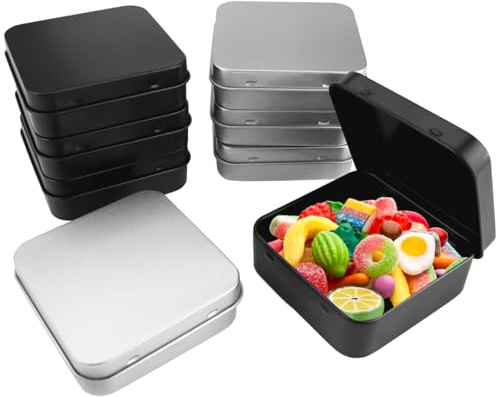 8 Stück Metalldöschen Klein, 70 X 70 X 23 mm Kleine Metall Rechteckige Organizer Aufbewahrungsbox, Blechdosen mit Deckel, Metallbox Klein für Münzen, Süßigkeiten, Schlüsseletc,Kleinen Gegenständen