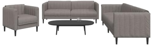 QZZCED Juego de sofás 3 Piezas Tela Gris Taupe, diseño Moderno y Resistente para Sala de Estar, Conjunto de Muebles Acolchados con Soporte Estable y Estructura Duradera, tapicería