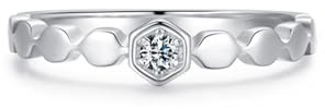 Ayoiow Verlobungsring Vorsteckring für Damen, 0.25ct Labordiamantkein Edelstein Solitär Verlobungsring 585 Gold, 14 Karat Weißgold Größe 63 (20.1)