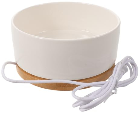 HEMOTON Ciotola Riscaldata Non Tossica e Resistente Agli Odori per Gatti in Ceramica Bianca da 350ml Set di Ciotole per Uso Esterno Invernale per Piccoli Animali