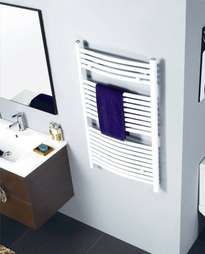 SixBros. R20 Badheizkörper (1500 x 500 mm, Watt 782) – Ovaler Heizkörper mit Handtuchhalter für das Bad - pulverbeschichtet – weiß