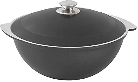 Kazan – Kazan – Casserole Pot – Asia Wok with Thick Walls / 4.5 Litres / Cast Aluminium / Decorative Outer Coating in 3 Different Colours (Black)
