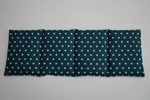 Körnerkissen Weizen 4-Kammern 50cm x 17cm petrol mit weißen Sternen