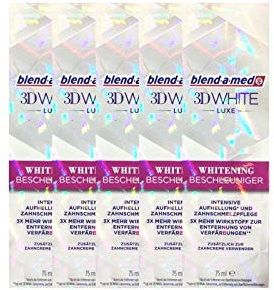 5x Blend-A-Med 3D White Luxe Whitening Beschleuniger 75 ml, Original Zahnaufhellung