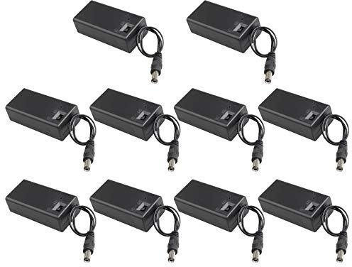 HALJIA - 10 Piezas 9 V PP3 Caja de proyectos con Enchufe de 2,1 mm x 5,5 mm DC y Interruptor de Encendido/Apagado Compatibile con CCTV, Bricolaje, arduinos, Motores, solenoides, Tiras LED