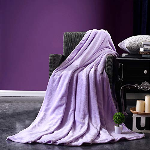 FANSU Flanelle Bedding Couverture Plaid en Microfibre Couleur Unie Couverture de Lit Réversible Peluche Douc pour Chaleur en Hiver - Plusieurs Couleurs (180x200cm,Violet Clair)