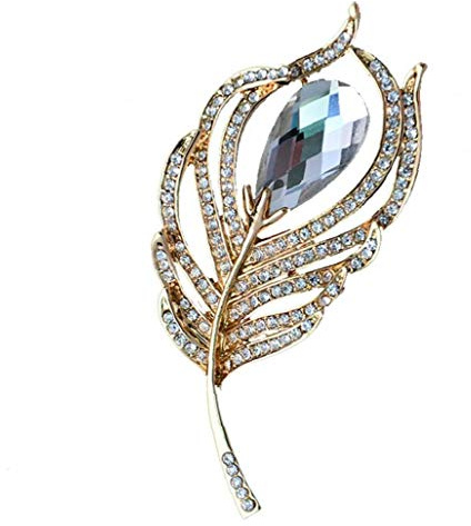 Angoter Pfau-Feder-brosche-kristall Überzog Mantel Hochzeit Strass Brosche Für Frauen Bekleidung Accessoires