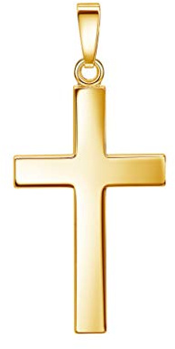 JEVELION Kreuz-Anhänger in Hochglanz poliertes Goldkreuz für Damen und Herren als Kettenanhänger + Schmuck-Etui und Zertifikat