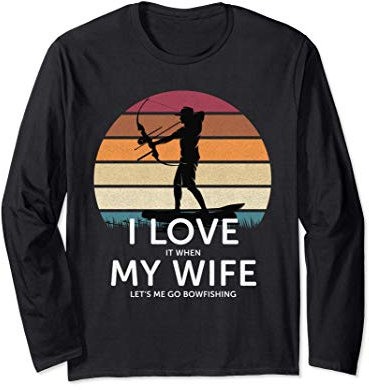 Ich liebe meine Frau Vintage Bow Fishing Design Langarmshirt