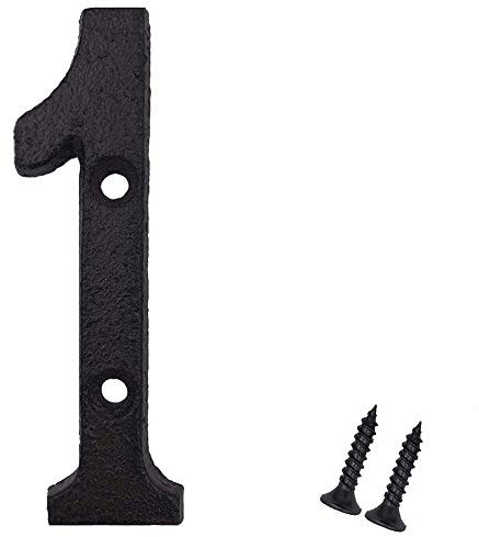 Suithink 3 Inch Black Metal Digital Arabic Numbers Cast Iron House Sign Door Plate DIY Address Numbers for Cafe Wall Courtyard Decor Creative Address Door Numbers with Fixing Screws (1)