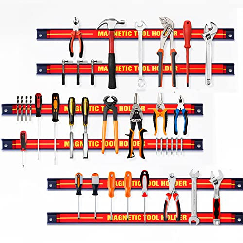GYMAX Lot de 6 Barres Magnétiques 46 CM Capacité de Charge de 10 KG pour Outils, Porte-Outils Mural en Ferrite, Baguette Aimantée pour Outils, Convient pour Cuisine, Garage, Atelier