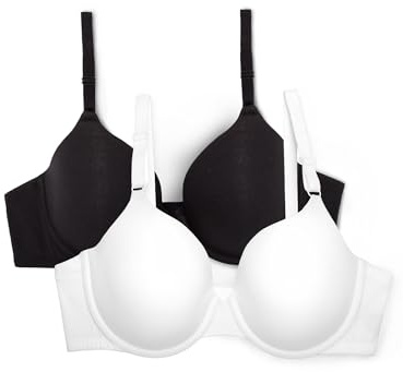 Fruit of the Loom Reggiseno T-Shirt Donna, tonalità Bianco/Nero, 6D (Pacco da 2)