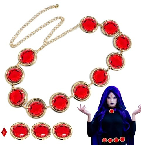 Cinturón de mujer para cosplay, accesorios para mujer, cinturón de cadera con cadena ajustable de piedras preciosas rojas y diamantes para fiestas