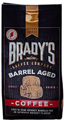 Brady's Irish Barrel Aged Ground Coffee - 100% Arabica Coffee - 227g Hand Roasted Perfect Morning or After-Dinner Coffee - Vegan, Alcohol-Free, Gluten-Free Speciality Arabica