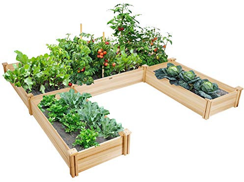 COSTWAY 235 x 239 x 25cm Raised Garden Bed, U-Shaped Elevated Planter Box Kit, Easy Assembly Wood Plant Flower Pot Container for Backyard Patio Balcony