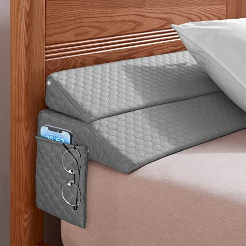EUHAMS Queen Size Bed Wedge Pillow - Bed Gap Filler Mattress Wedge Headboard Pillow Close The Gap 0-7 Between Your Headboard and Mattress or Wall for Sleeping Backrest Pillow (60x10x6 Gray)