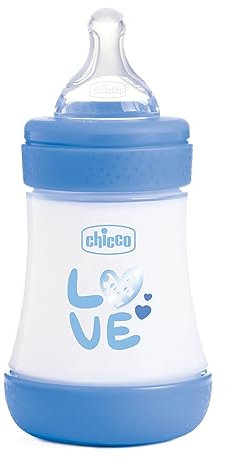 Chicco Perfect 5 Flacone Anti-Colic Flacone da 150 ml, Flusso Lento, 0+, Ciuccio in silicone, 150 ml con sistema Intui-Flow