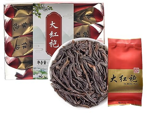 Plant Gift - [A] Da Hong Pao Roasted Oolong Tea Loose Leaf - Fujian Wuyi Rock Tea Dahongpao Big Red Robe - Chinese High Mountain Wu Long (5g*12Packs) 60g/2.11oz