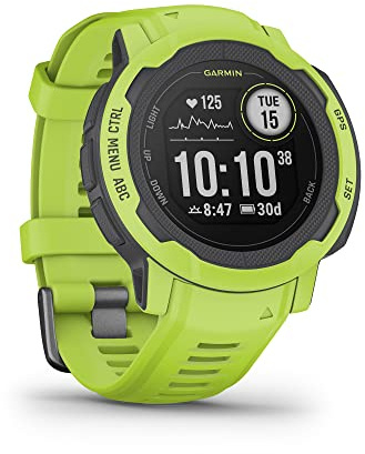 Garmin Instinct 2, Reloj Inteligente con GPS Resistente al Agua, Funciones Deportivas, Pulsioximetría, Puntuación de Sueño y Notificaciones del Smartphone, Verde lima (Reacondicionado)