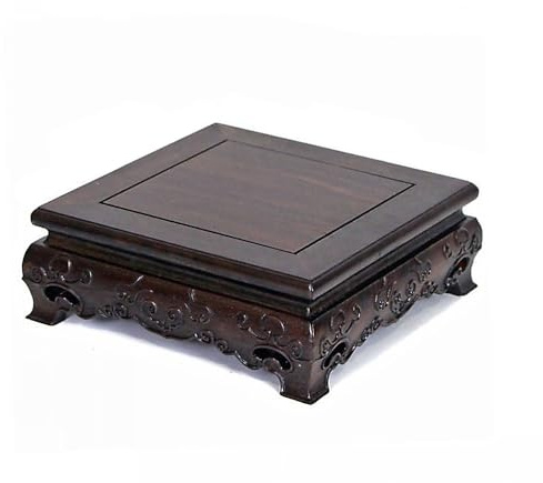 GOLDY&WENDY Solid Wooden Black Display Stand, Stable Glossly Wooden Pedestal Home Decor for Vase Fishbowl Pot Farmhouse Pallet, 7.6x7.6x2.9in