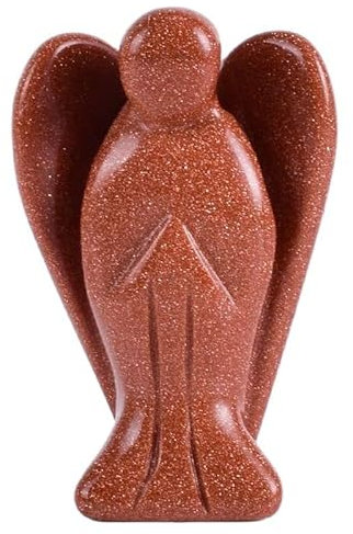 ADovz Engel Figur Miniatur handgeschnitzt Mini Tier Gold Sandstein Statue Reiki Kristall Stein Heimdekoration Zubehör JIZTGEDM