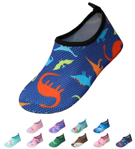 EDOTON Kids Water Shoes Quick Dry Swim Shoes Toddlers Aqua Socks Lightweight Non-Slip Beach Shoes for Beach Swimming Pool （7-8 UK,Deep Blue