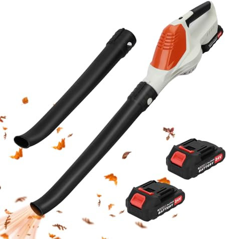 【Ship from UK】 Electric Leaf Blower Cordless, 180CFM 5-Gear Wind Speed Regulation with 2 Battery Powered, Electric Blower Handheld for Lawn Care, Yard, Grass, Patio, Blowing Leaves and Snow