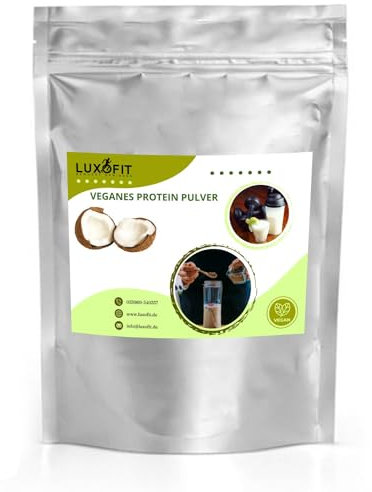 Luxofit Kokosmilch Nuss Veganes Protein Eiweiß Pulver 1 Kg Zuckerfrei, mit fruchtigem Aroma, Natürliche Farbstoffe, Ernährungsergänzung, Eiweißdrink mit Fruchtgeschmack