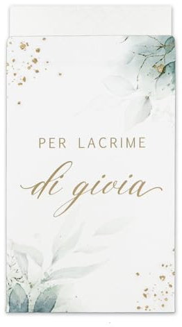 Italienisch Papiertüten lacrime di gioia Hochzeit Mini Tüten Für die Freudentränen Eukalyptus Verpackung Deko für Taschentücher Gastgeschenke Hochzeitsdeko (50 stück)