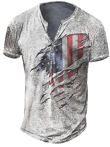 Warehouse Deals Angebote Jeans Hemden Für Herren Hemd Herren Kurzarm Herren T Shirt V Ausschnitt Vintage Distressed Totenkopf Shirt Usa Flaggen Druck Trachtenhemd Mit Knopfleiste Herren Hemd (Weiß, M)